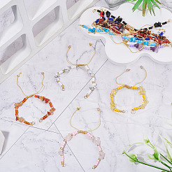 10 Stück 10 Stile natürliche & synthetische gemischte Steinsplitter & Glasperlen geflochtene Armbandherstellung&nbsp;AJEW-TA00055