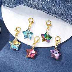 Decorazione pendente a forma di stella in vetro placcato&nbsp;HJEW-JM01583-01
