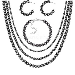 Braccialetti e orecchini con perline rotonde in plastica ccb da 8 mm e set di collane multistrato&nbsp;FS-WG59BA8-01