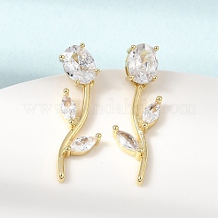 Boucles d'oreilles en laiton avec zircone cubique de micro pave&nbsp;KK-CBA8324-20G-05