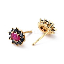 Boucles d'oreilles fleur zircone cubique pour elle&nbsp;EJEW-C002-19G-RS