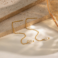 Boucles d'oreilles en acier inoxydable 304 avec perles d'eau douce naturelles pour femmes&nbsp;ZH8467