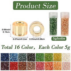 80g 16 Farben Zylinderförmig Saatperlen Perlen&nbsp;SEED-YW0003-13