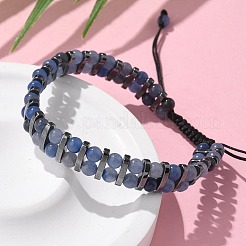 Bracciali regolabili con perline intrecciate in pietre preziose naturali e sintetiche ed ematite sintetica&nbsp;BJEW-H626-01