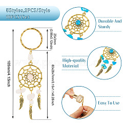 10 pièce 5 styles œil de tigre naturel et aventurine verte naturelle et quartz rose naturel et magnésite naturelle et porte-clés turquoise synthétique&nbsp;KEYC-TA00036