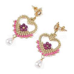 Boucles d'oreilles pendantes en pierres précieuses et en verre pour femmes&nbsp;EJEW-MZ00782