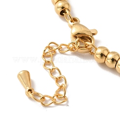 Bracciale con ciondolo a forma di campana in acciaio inossidabile 304 con placcatura sotto vuoto in PVD con 201 perline rotonde in acciaio inossidabile per donna&nbsp;BJEW-B057-16G