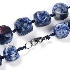 Colliers de perles en pépites de jaspe bleu naturel pour femmes et hommes&nbsp;NJEW-K388-01M