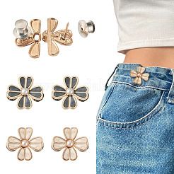 4 Stück 2 Farben Blumenlegierung Emaille verstellbare Jeansknopfstifte&nbsp;DIY-TA0014-92