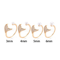 Fischschwanzform Messing Micro Pave klare Zirkonia Cup Peg Ring Einstellungen&nbsp;KK-T076-14G