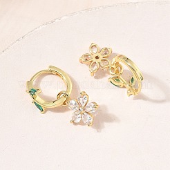 Boucles d'oreilles pendantes en laiton serties de micro-pavés de zirconiums cubiques&nbsp;EJEW-A167-13G-02