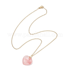 3 pz 3 stili di ciondolo a forma di cuore in vetro di quarzo ciliegia e opalite e quarzo rosa naturale&nbsp;NJEW-JN05971