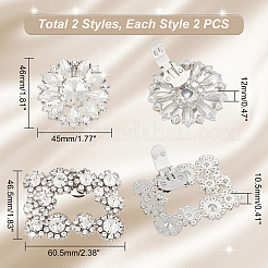 Ahademaker 4pcs 2 Stil abnehmbare Legierung Kristall Strass Schuhschnallenclips&nbsp;FIND-GA0002-15