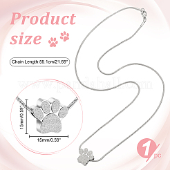 Collier de cendres d’urne d’impression de patte&nbsp;NJEW-WH0024-01S