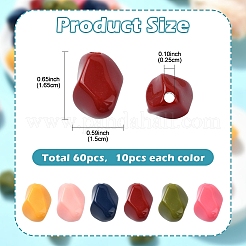 60pcs 6 Farben undurchsichtige Acrylperlen&nbsp;MACR-YW0003-17