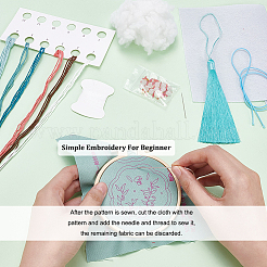 Diy stickerei blumenform säckchen anhänger dekoration kits&nbsp;DIY-WH0033-57B
