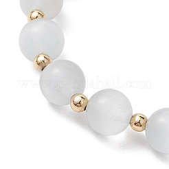 Braccialetti elasticizzati con perline rotonde cat eye da 10 mm&nbsp;BJEW-JB10408