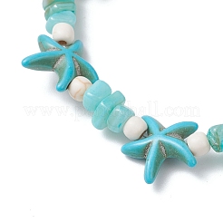 3 pulsera elástica de cuentas de turquesa sintética y concha de agua dulce natural de 3 colores para mujer&nbsp;BJEW-JB12537