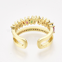 Micro cuivres ouvrent zircone cubique anneaux de manchette&nbsp;RJEW-S044-037