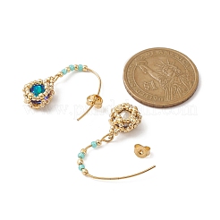3 Paar baumelnde Ohrringe mit zweifarbigen Strass- und Glasperlenblumen&nbsp;EJEW-MZ00097