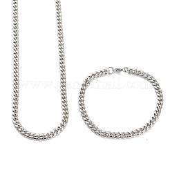 Schmucksets aus kubanischen Gliederketten und Armbändern aus Edelstahl 304&nbsp;SJEW-B019-03A-P