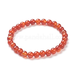 Pulseras rojas naturales del estiramiento de abalorios de ágata&nbsp;BJEW-D446-B-26