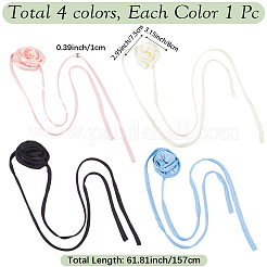 4 Stück 4 Farben 3D Rose Satin Stoff Wickelhalsketten für Frauen&nbsp;NJEW-CY0001-02