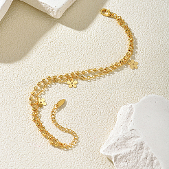 Bracelets de cheville d'été en laiton à double couche avec breloques florales pour femmes&nbsp;UY3935