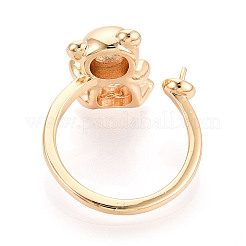 Anillo de puño con micropavé de circonita cúbica transparente de latón con forma de oso&nbsp;KK-T076-32G