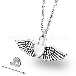 Ala con medallón de corazón collar conmemorativo para mascotas&nbsp;BOTT-PW0001-107B