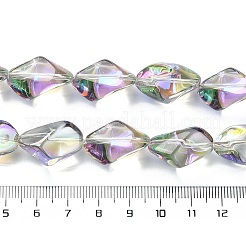 Fils de perles de verre transparentes plaquées demi-arc-en-ciel&nbsp;EGLA-E060-01A-HR02
