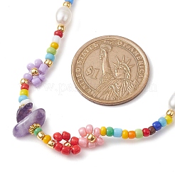 Graines de verre de fleurs et colliers de perles&nbsp;NJEW-JN04677-02