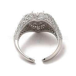 Anello a polsino aperto con cuore in zirconi cubici&nbsp;RJEW-C041-04P-05