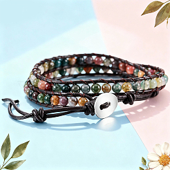 Natürliche indische Achat-Armbänder mit runden Perlen&nbsp;BJEW-WH20001-14A