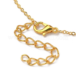 Collier pendentif rectangle en verre avec chaînes de câbles en laiton doré&nbsp;NJEW-FZ00011