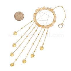Draht umwickelte natürliche Citrin Chips Ring hängende Ornamente&nbsp;HJEW-JM02371-03