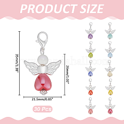 30 pendentif décoratif en forme d'ange en forme de cœur en acrylique et porcelaine&nbsp;HJEW-HY00161