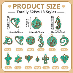 52 pièces 13 styles pendentifs en alliage de style tibétain&nbsp;FIND-TA0010-81
