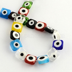 Handmade evil eye square Glasperlen Stränge&nbsp;X-LAMP-R004-05