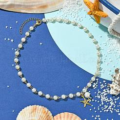 Collana con ciondolo a forma di stella marina in acciaio inossidabile 304&nbsp;NJEW-JN04917