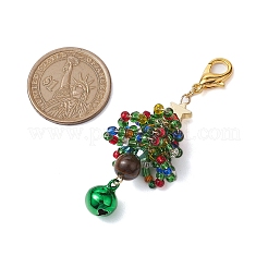 Perles de rocaille en verre pour arbre de noël et décorations pendantes en œil de tigre naturel&nbsp;HJEW-MZ00075-01