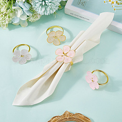 4 Stück Serviettenringe aus Emaille mit Blumenmotiv in 4 Farben&nbsp;AJEW-GF0011-11