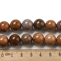 Natürliche versteinertes Holz runden Perle Stränge&nbsp;G-F266-08-12mm