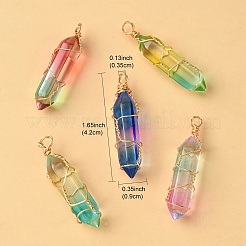 5pcs 5 colgantes de vidrio de colores&nbsp;GLAA-YW0003-24