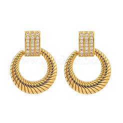 Orecchini pendenti in ottone con micro pavé di zirconi cubici trasparenti&nbsp;EJEW-R025-08G