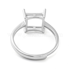 Quadratische verstellbare 925 Sterling Silber Solitär Ring Fassungen&nbsp;STER-G042-04P