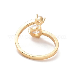 Anello a polsino aperto rotondo piatto con zirconi trasparenti&nbsp;RJEW-G267-01G