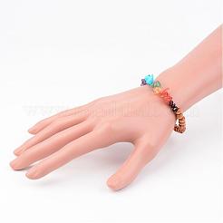 Chakra perles en bois bracelets extensibles&nbsp;BJEW-JB02327