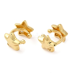 Orecchini con polsino a stella con micro pavè di zirconi cubici in ottone placcato a cremagliera&nbsp;EJEW-E290-05G