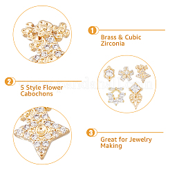 20 Stück 5 Stil Messing Micro Pave klare Zirkonia Cabochons&nbsp;KK-DC0003-25